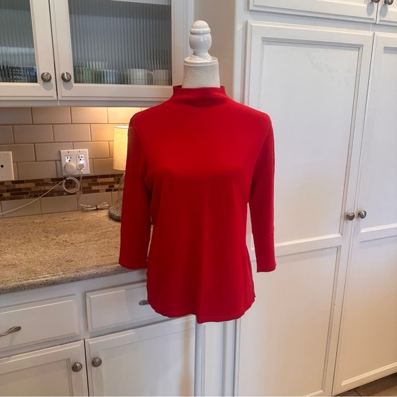 Ann Taylor Red Mock Neck Top Size Large - Picture 1 of 6